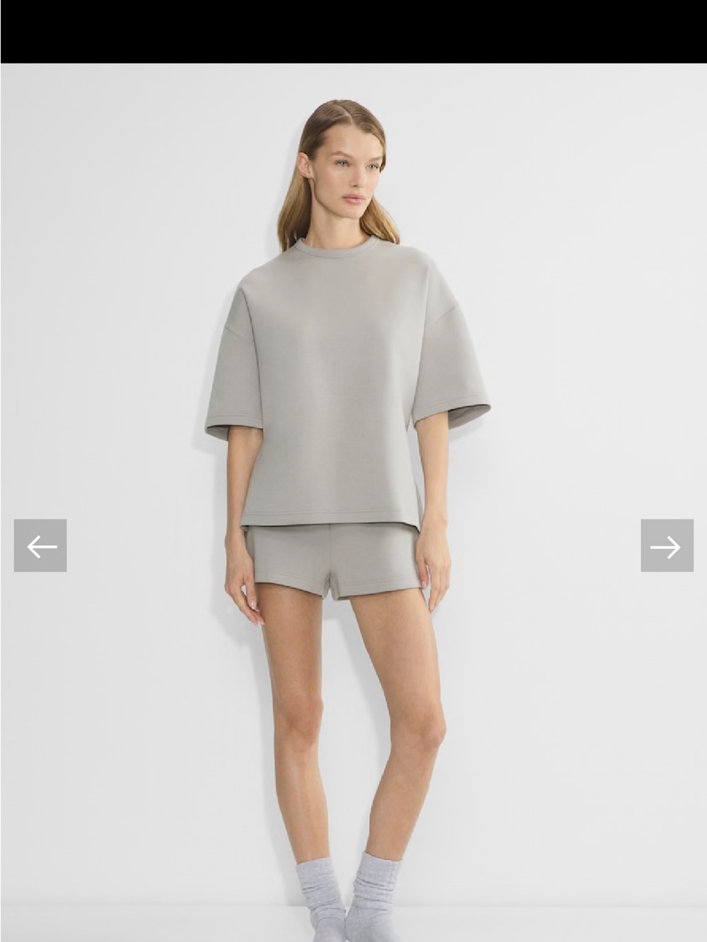 Aritzia Oversized Boxy Short-Sleeve Top in Light Gray